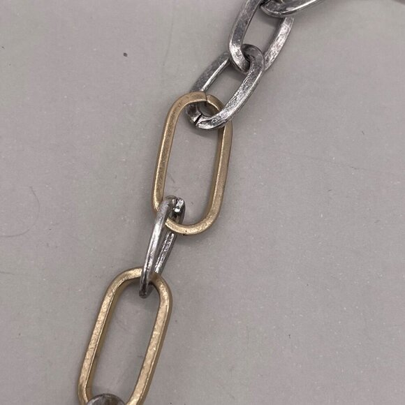 Mixed Metals Double Chain Necklace With Gold Accents - Picture 4 of 5